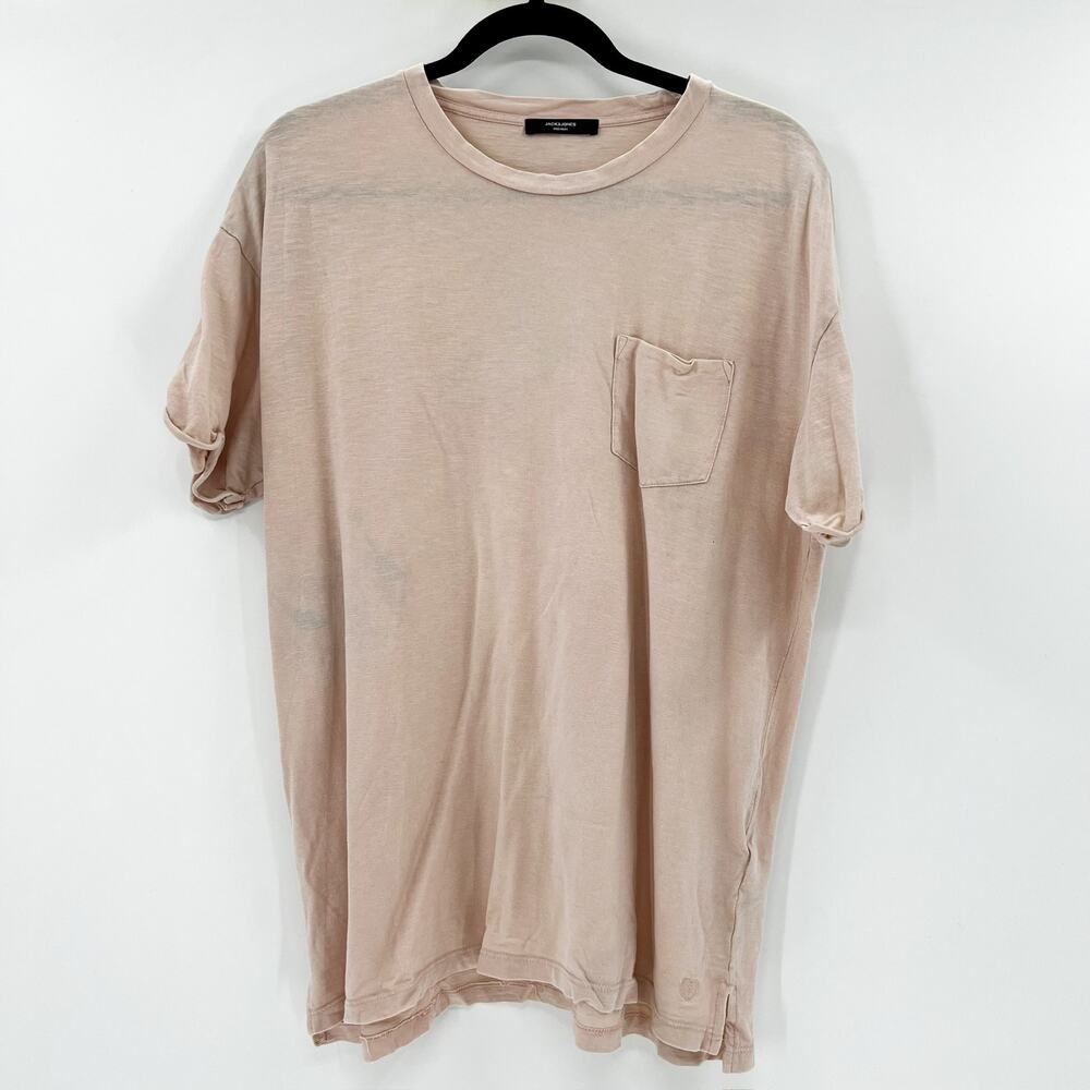 Jack & Jones Men's Pastel Pink Short Sleeve Pocket Tee T Shirt Top
